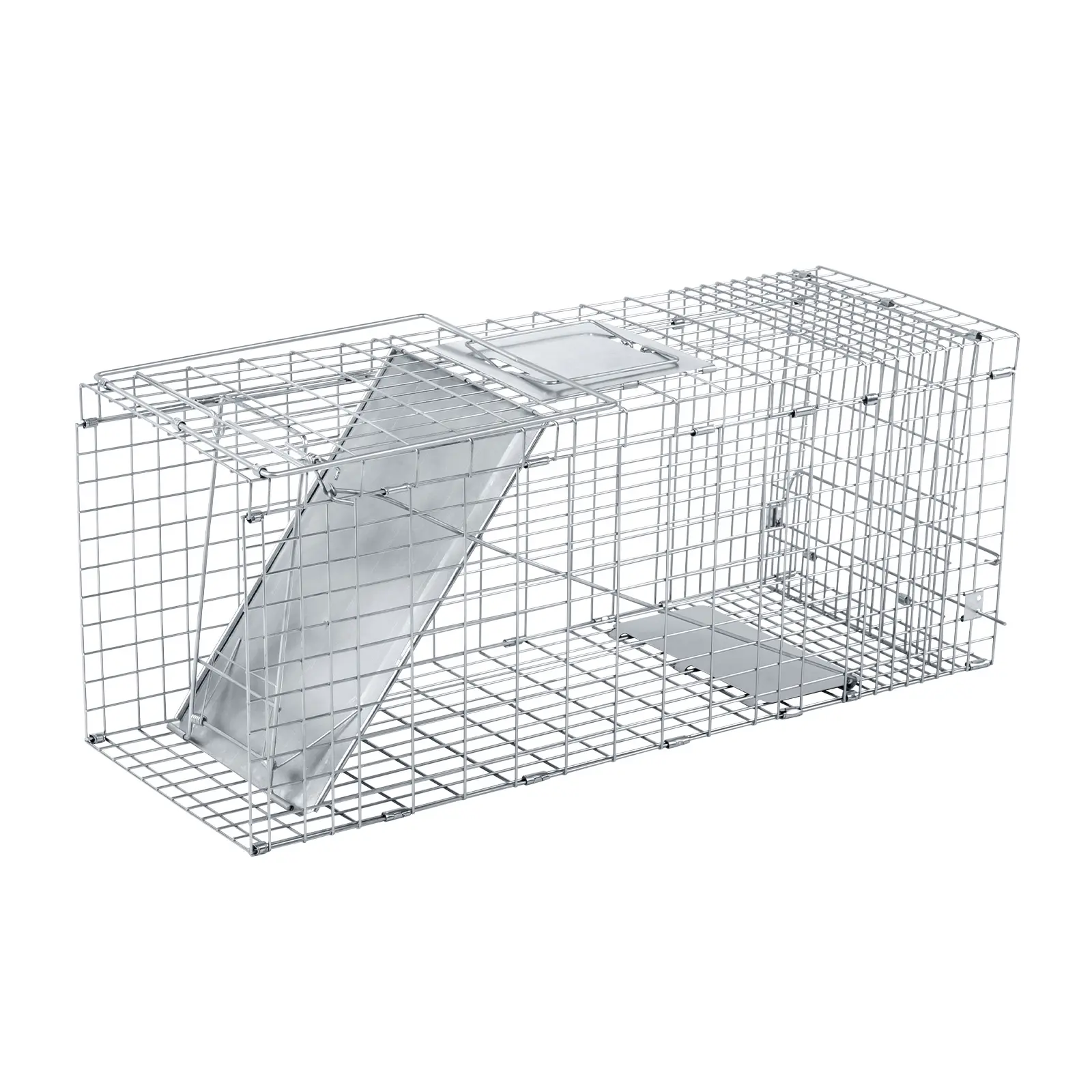 32 in Heavy-Duty Folding Iron Animal Enclosure - Metal Wire Mesh Cage with Handle, Silver Corrosion-Resistant Mesh, Safe Outdoor Habitat for Gardens, Farms (31.0x11.5x12.5 in/78.7x29.2x31.8 cm, 11 lb)