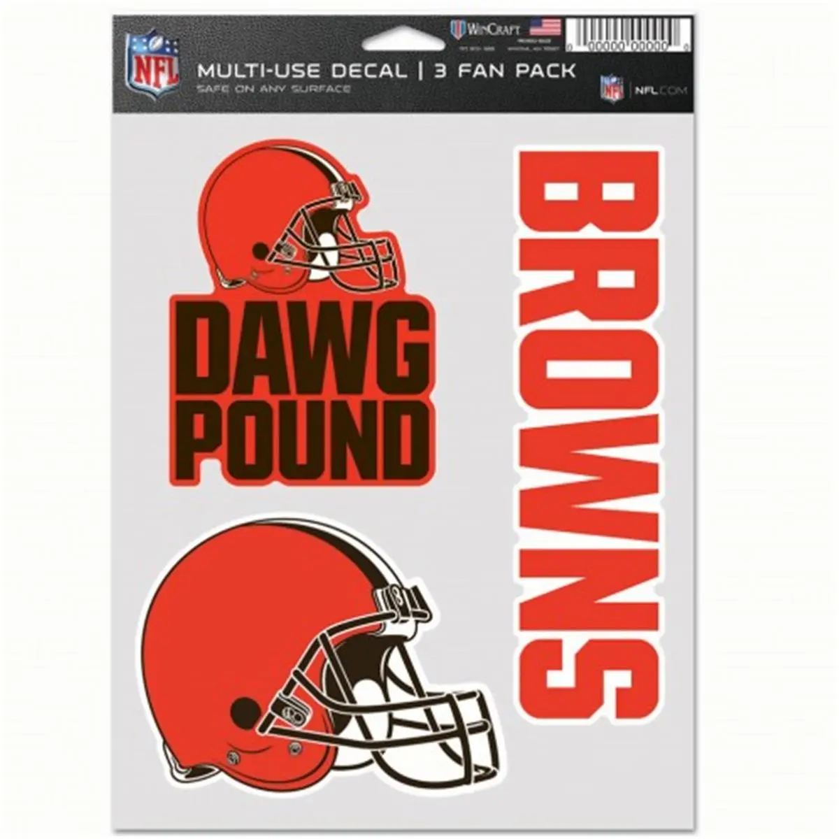 Wincraft NFL Cleveland Browns Football Team Logo Multi-Use Decals - Sports Collectibles Fan Pack, Pack of 3