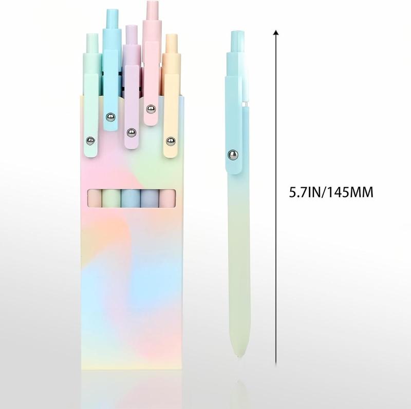 Quick Dry Black Gel Ink Pen Fine Point 0.7mm Retractable with Gradient Color Barrel Soft Silicone Grip Detachable Design for Note Taking Silent Click Pen Set 5 10 20pcs