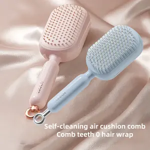 Self-Cleaning Air Cushion Hair Brush – One-Click Clean, Scalp Massage & Tangle-Free Detangling, Portable Travel Brush, Perfect Gift for Women