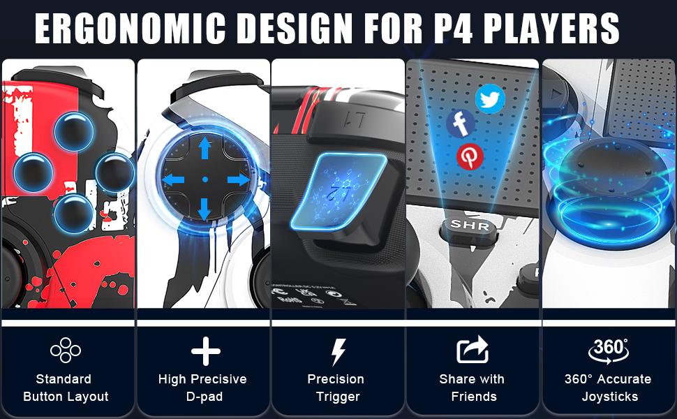 HolidayHaul X471 Wireless Controller for PS4 – Dual Vibration, 6-Axis Motion Sensor, Ergonomic Design, 3.5mm Audio Jack, for PS4/Slim/Pro/PC