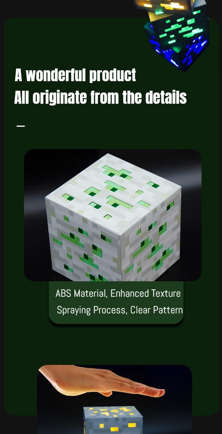 Light-Up Redstone Ore Statue Mc Ore Lamp with Diamond & Lapis Lazuli Effects Rechargeable LED Multicolor Display for Bedrooms Living Rooms