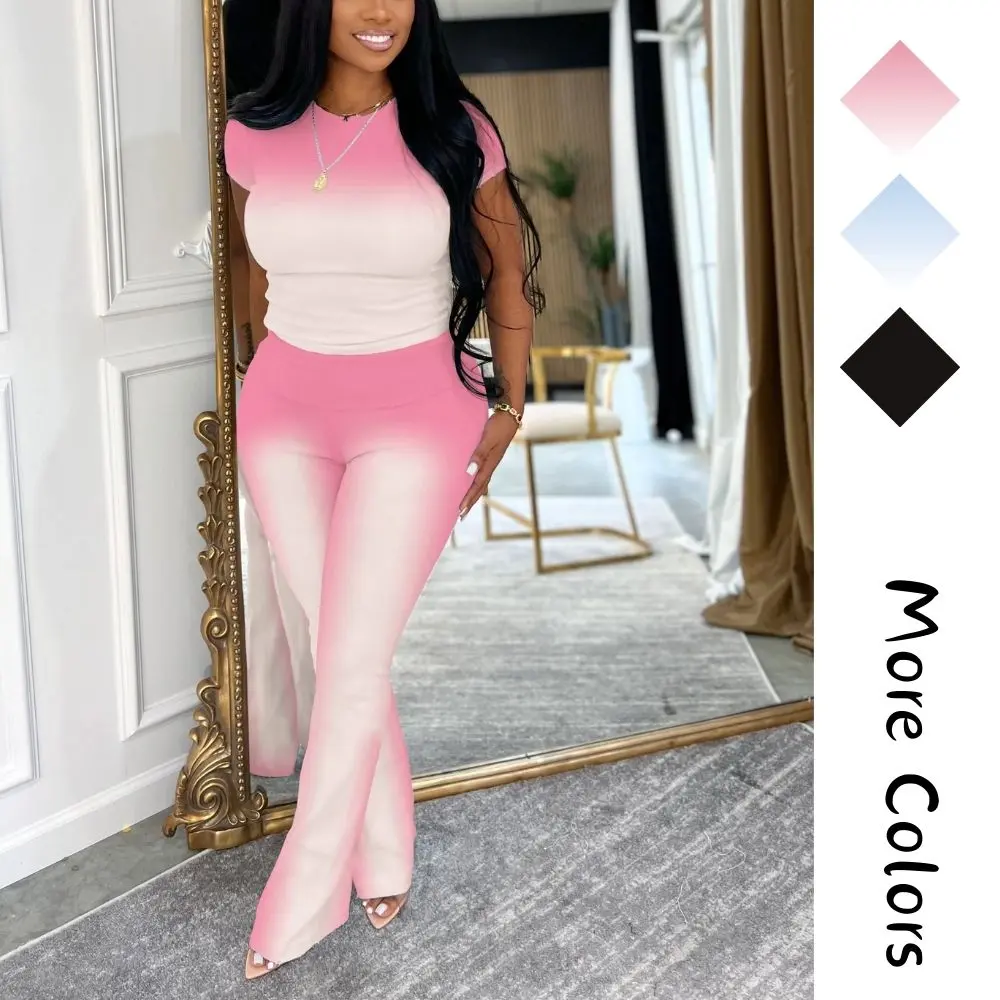 Women's 2 Piece Outfits Jersey Shirts Striped Number Graphic V Neck Tee and Pant Sets Casual Y2k Streetwear Tracksuits