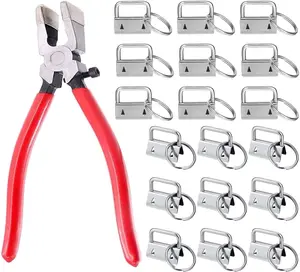 50Pack 1inch Sliver Fob Hardware with 1Pcs Key Fob Pliers, Glass Running Pliers Tools with Flat Jaws, Studio Running Pliers Attach Rubber Tips Perfect for Key Fob Hardware Install - Home Improvement.