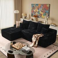 96" Black L Shaped Sofa with Left Chaise