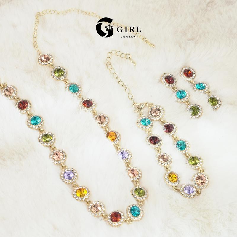 GGIRL Colorful Rhinestone Jewelry Set - Multi Color Bracelet & Shining Earrings - Stackable Choker Necklace - Unisex Daily Wear Gift Party Accessory for Various Festivals Fashion Jewelry Gift for Holiday Haul Christmas Birthdays Anniversaries GGIRL Colorful Rhinestone Jewelry Set - Multi Color Bracelet & Shining Earrings - Stackable Choker Necklace - Unisex Daily Wear Gift Party Accessory for Various Festivals Fashion Jewelry Gift for Holiday Haul Christmas Birthdays Anniversaries