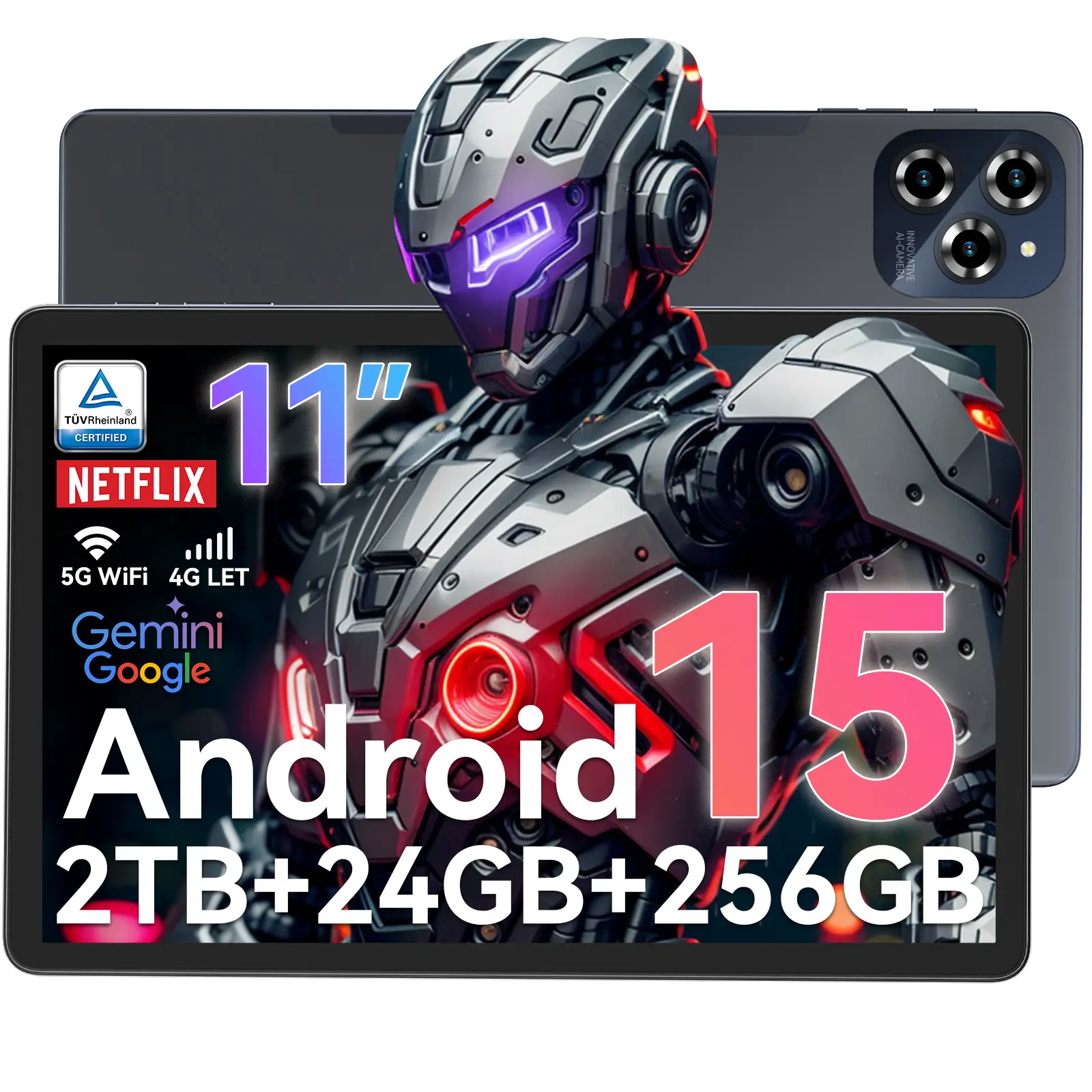 TABWEE 11 In Dual SIM Tablet - Android 15, T615 Octa-Core AI Processor, 24GB RAM, 256GB ROM (2TB TF Expandable), 8000mAh Batteries, 18W Fast Charge, 5G WiFi, 16MP Camera - Perfect Gift for Back-to-School, Valentine's Day Streaming & Gaming, 380 Nits Brigh