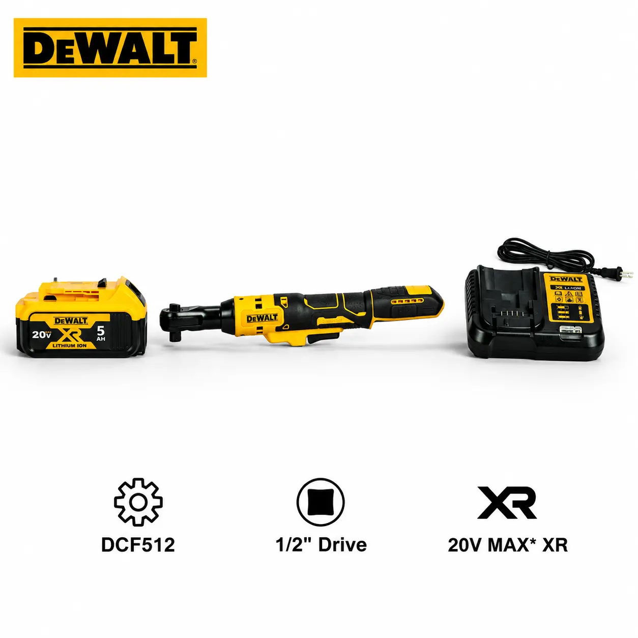 DEWALT DCF512 20V MAX 1/2 Inch Socket Drive Cordless Ratchet Wrench, Brushless Motor Power Tool with 70ft-lb Torque for Auto Techs’ Engine Bay Repairs & Tight Space Bolt Removal