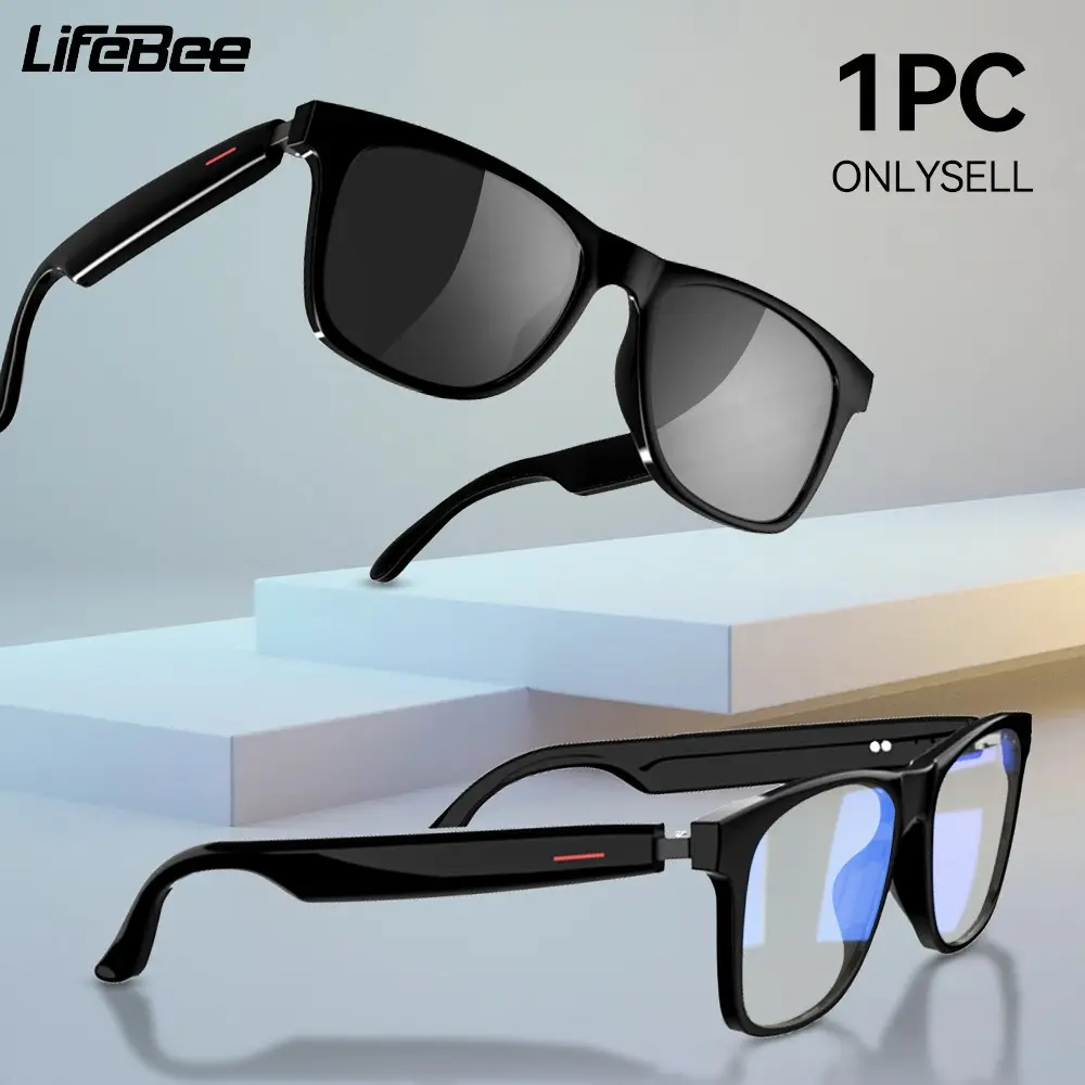 LFEBEE Smart Glasses, 1 Count Wireless-Compatible Wearable Eyewear with Voice Control, UV-Protective Glasses for Outdoor Sports, Smart Wearable Tech, Multifunctional Smart Glasses