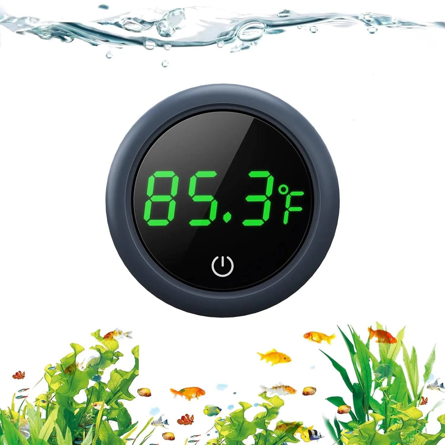 Digital Fish Tank Thermometer - Accurate Readings, HD LED High Accurate Display, 0℉-140℉ Range, ABS Material, 0.05lb, Cordless & Touch Design, Battery-Powered, Touch On/Off, Dry Before Sticking, Axolotl Safe for Fish Tanks, 0℉ To 140℉
