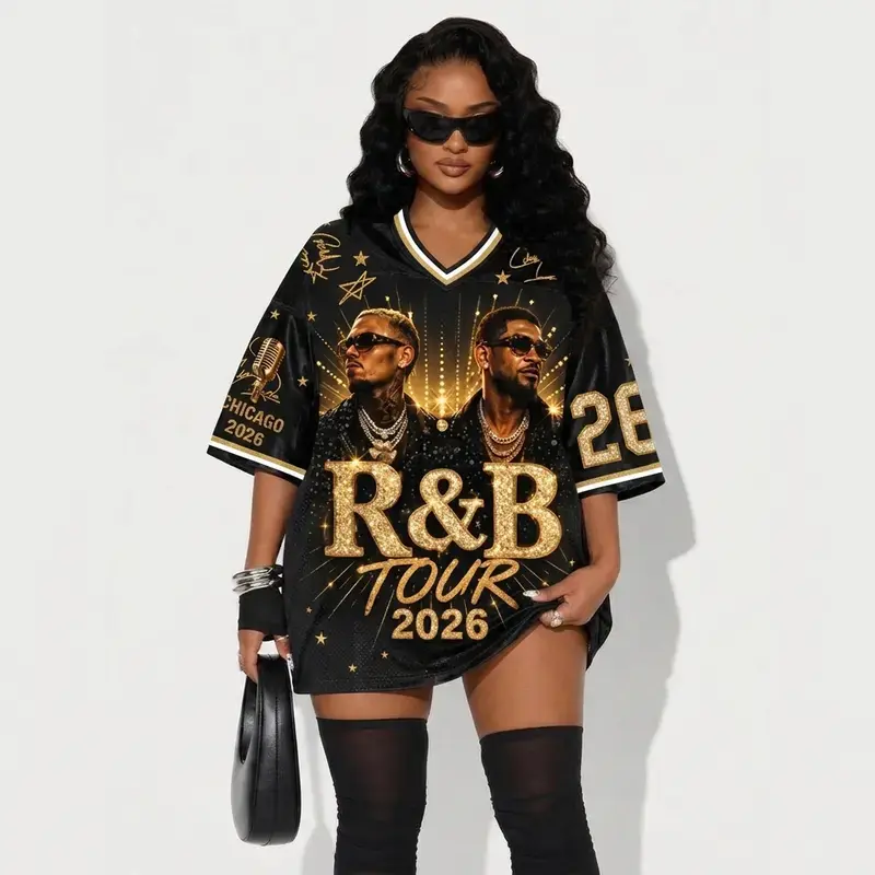 R&B Tour 2026 Black Gold Jersey — Glitter & Bling Edition - Sleeveless Vintage Sports Shirt, Music Lover Gift, Concert Outfit