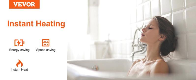 VEVOR Instant Water Heater, TikTokShopBlackFriday, 8kw On Demand Electric Tankless Water Boiler, Digital Temperature Display & Easy Installation & 24-Hour Water Supply, For Kitchen Bathroom Shower Mall Salon ETL Listed