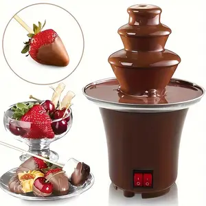 3-Tier Electric Chocolate Fountain Stainless Steel 110V, 10oz Capacity, Melts Chocolate Cheese Caramel & Butter, Ideal for Parties Weddings Holiday Gatherings & Romantic Gifts
