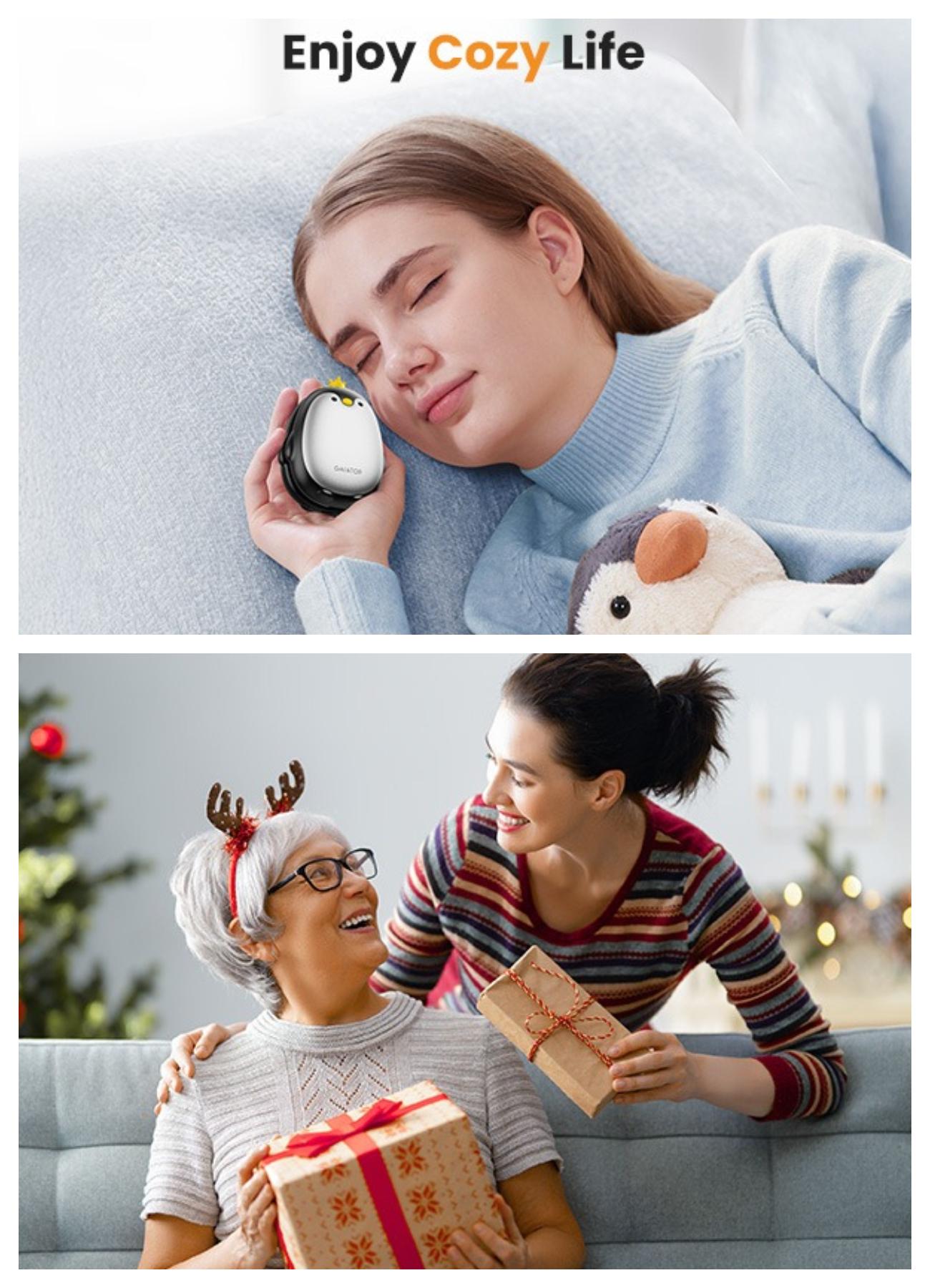 GAIATOP Limited-Edition Penguin Hand Warmers for Women & Men 2-Pack Adorable & Unique Design, 13H Long-Lasting Warmth,3 Heat Settings Rechargeable.Best gifts for Her & Him   Valentine's Day gift