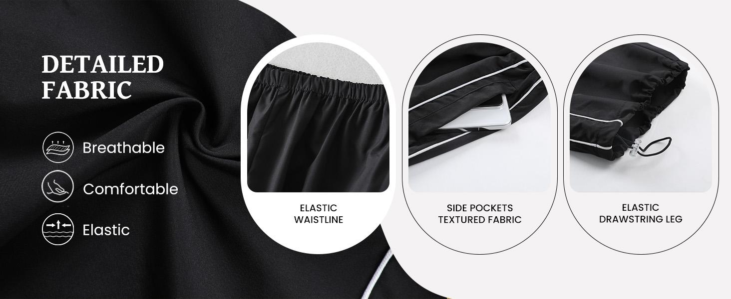 Ommig Women's Parachute Wideleg Pants Baggy Y2K Elastic Waist Wide Leg Track Pants Trousers Casual