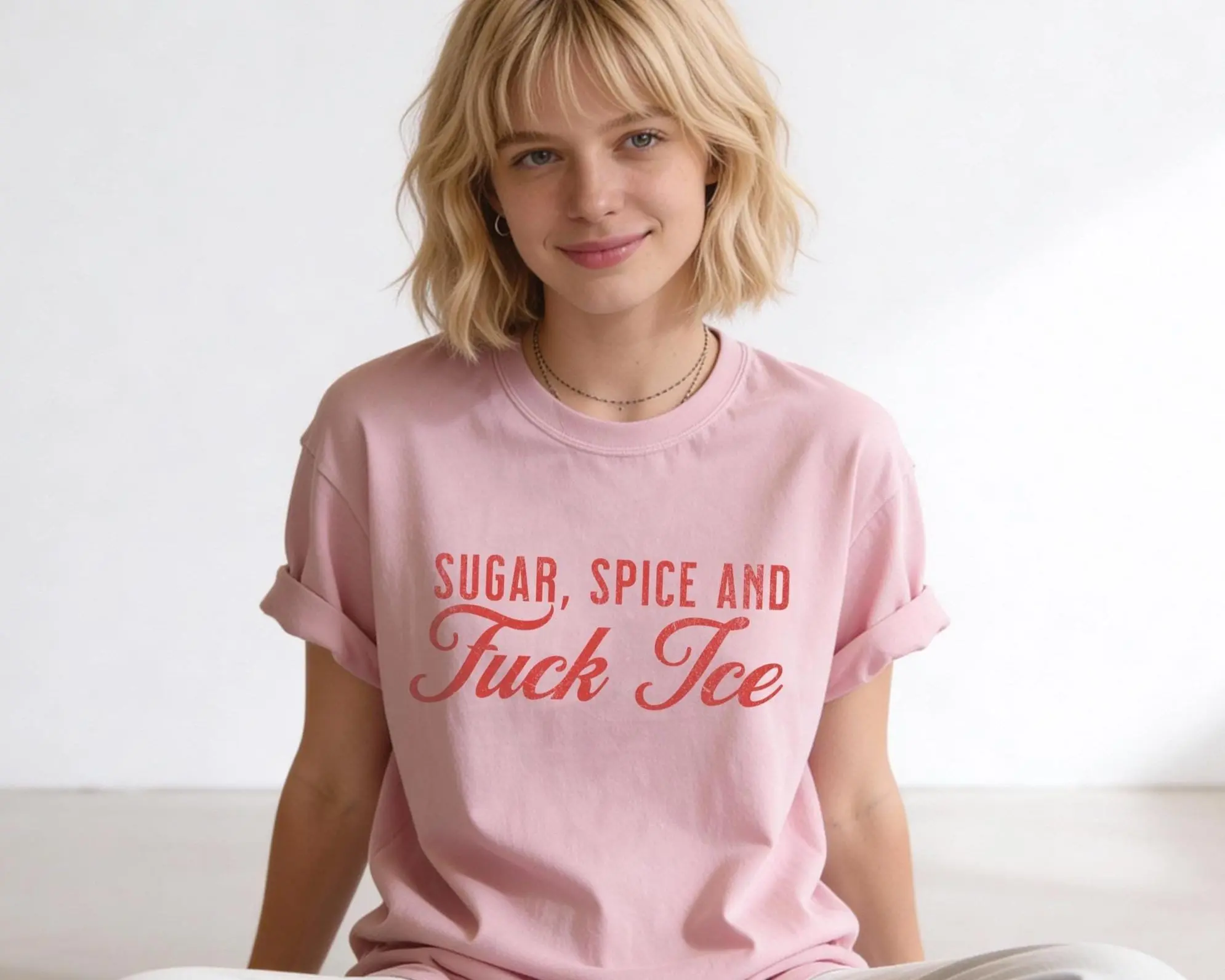 [ Sale Up To 35%] Sugar Spice and F*ck ICE Shirt, Vintage Protest Shirt, Anti Trump Shirt, Pro Immigration, Anti ICE Shirt, Abolish ICE, Unisex Cotton Shirt