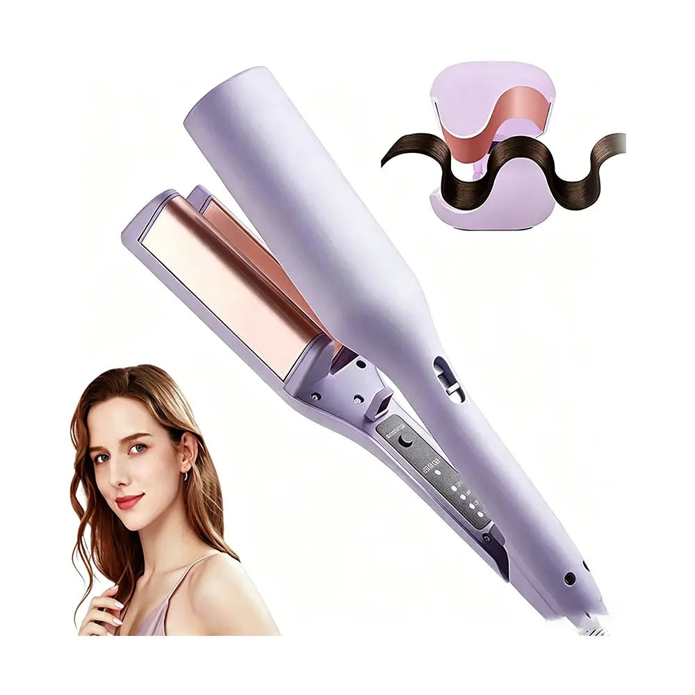 1.25 Inch 2 Barrel Ceramic Hair Waver Crimper, Ionic Wavy Hair Curler with 4 Adjustable Temperature Settings, Anti-Scald Fast Heating Styling Iron for Deep Wide Waves