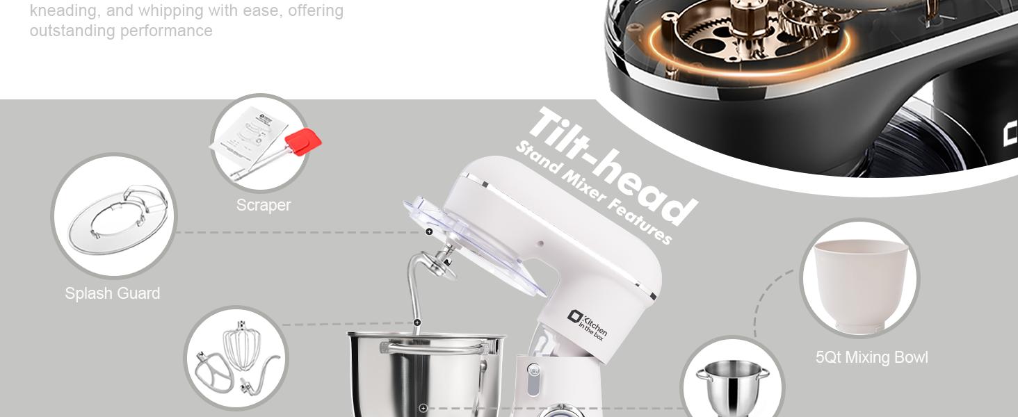 KITCHEN IN THE BOX Stand Mixer 4.5QT & 5QT | 10-Speed Electric Food Mixer for Baking & Cooking | Includes Whisk, Dough Hook & Beater | Durable & Powerful | Kitchenware & Home Appliances