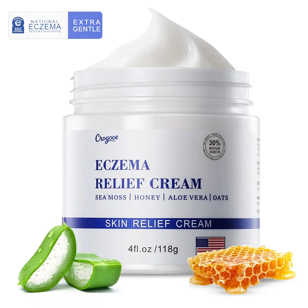 Organic Honey & Sea Moss Eczema Relief Cream - Natural, Hydrating Moisturizer for Adults' Face&Body, Dry Skin Repair, Single Item, Moisturizes