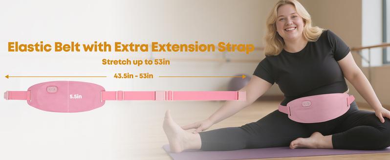 Portable Heating Pad for Cramps and Back,Larger Heating Area Ultra Thin Cordless Electric Period Fast Heat Pad Pain Relief Menstrual Belt 3 Heat 5 Massage Modes Valentine's Day Gifts for Women Girls Her Pink