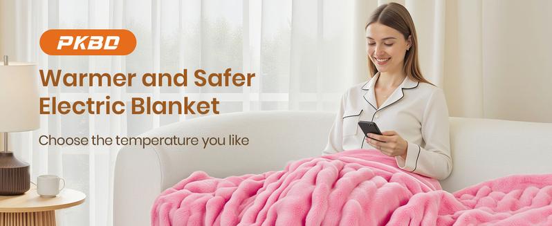 PKBD Heated Blanket Electric, Full Body Electric Blanket - 9 Heat Levels, 1/9 Auto-Off, Faux Fur Electric Blanket, Machine Washable, Winter Gift for Home and Office, Christmas Gift, LED Display