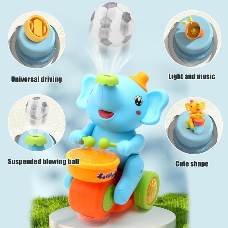 Electric Elephant Crawling Music Toy with Blowing Ball Function, Spinner Drumming Toy with Lightfun Music Toy for babies Gifts for Kids 6-12 Month (1 Count, Color random)