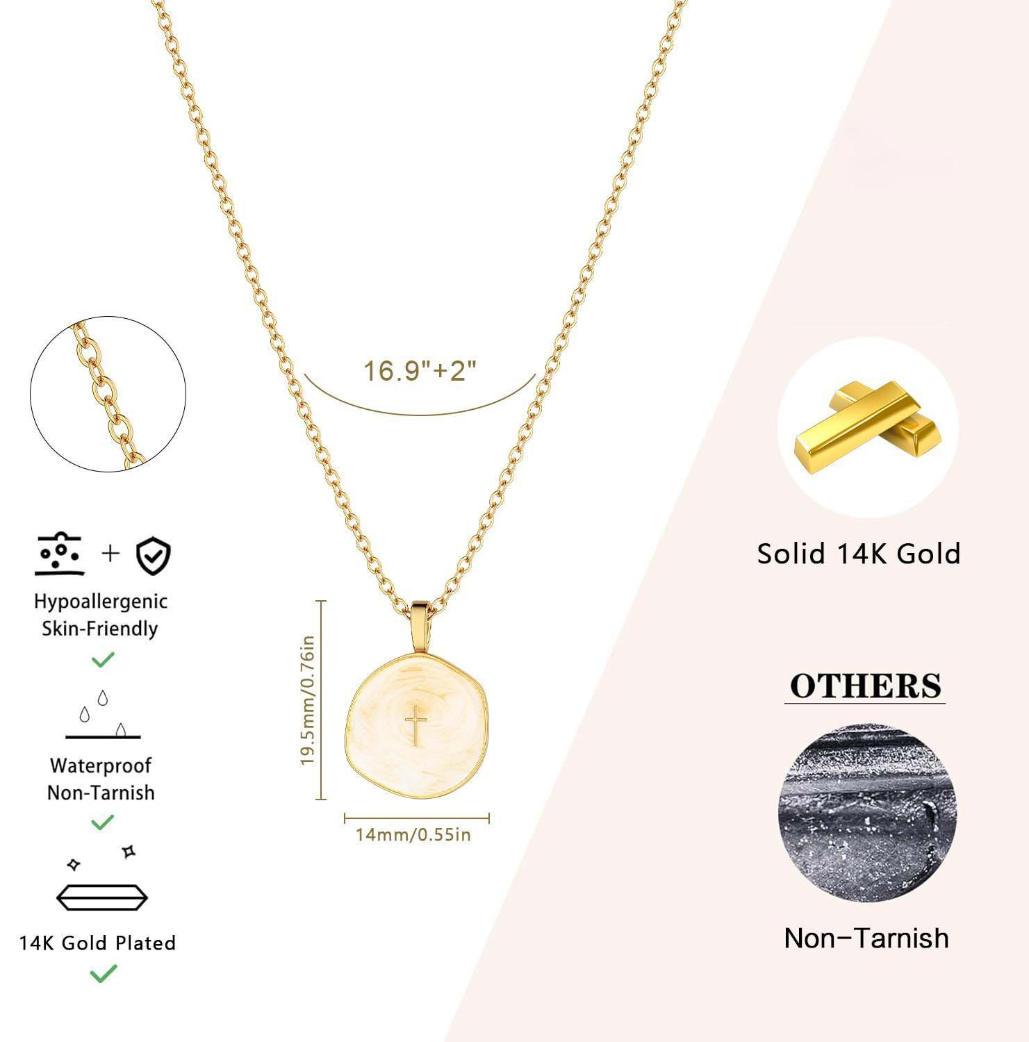 TEWIKY Gold Cross Necklace for Women Dainty Simple Cross Pendant with Enamel & Cubic Zirconia Gem Elegant Hypoallergenic Brass Jewelry Party Daily Wear For Black Friday, Christmas gifts