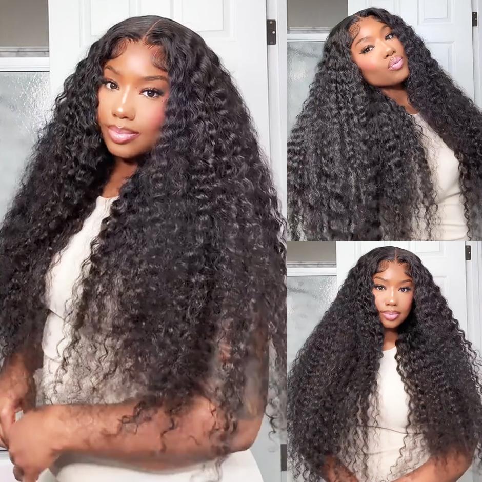【HOT】FORGIRL FOREVER 13x6 Water Wave Lace Frontal Wig 180% Density Straight Human Hair Lace Front Wig Pre plucked Deep Curly Wave Wig For Women