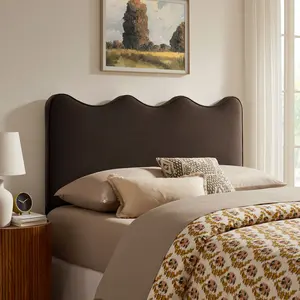 Athena Stain-Resistant Performance Velvet Full Size Headboard in Chocolate Brown