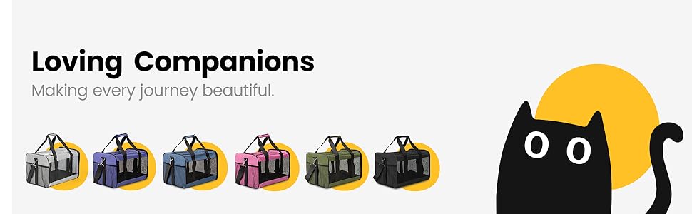 Cat Carrier Soft-Sided Dog Carrier with Inner Safety Leash  Airline Approved Durable Polyester Steel Frame Breathable Mesh Windows Easy Storage pet travel gear puppy pouch