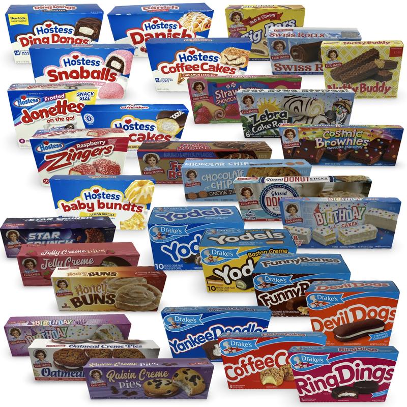 Snack Cake Mystery Box Assortment | 10 Full Boxes Featuring Hostess, Little Debbie, Drake’s & More | Surprise Gift Variety of Classic Snack Favorites