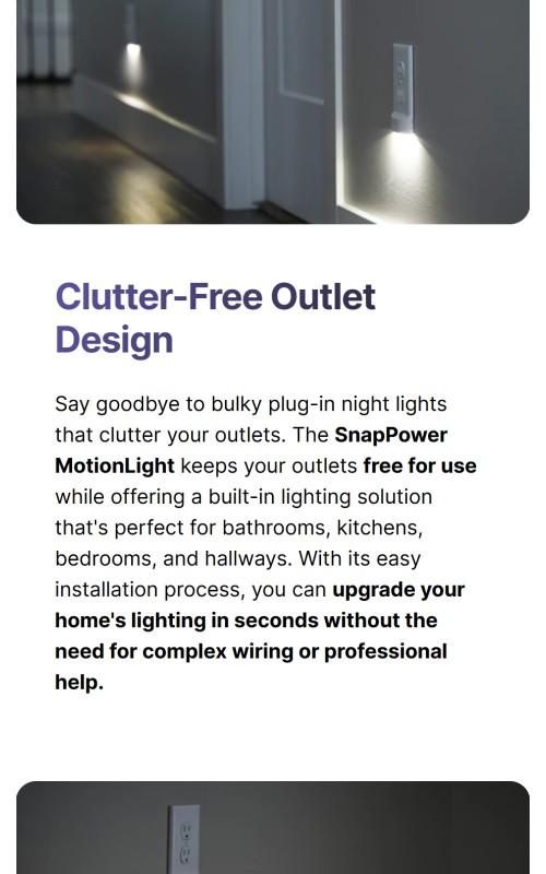 SnapPower MotionLight Illuminated Outlet Cover Plate with Motion-Sensor LED Night Light for Wall Home Lighting - Available in Duplex, Decor & GFCI styles. (Outlet not included)