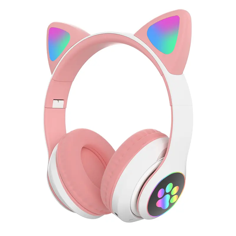 RGB Cat Ear Wireless Gaming Headset - Bluetooth 5.3 Electronic Audio Device, Foldable, 40H Playtime, LED Equipped, High Fidelity Sound, for Kids, iPhone, iPad, Laptop, PC