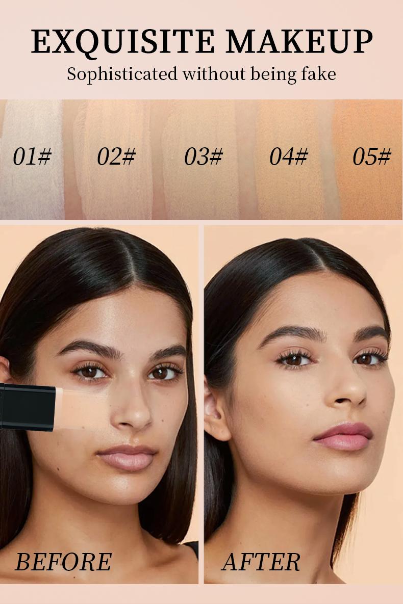 2-in-1 Concealer Stick with BrushWheatShade Waterproof Flawless CoverageHydrating Longwearing Foundation for Women &Girls Makeup Lightweight Matte