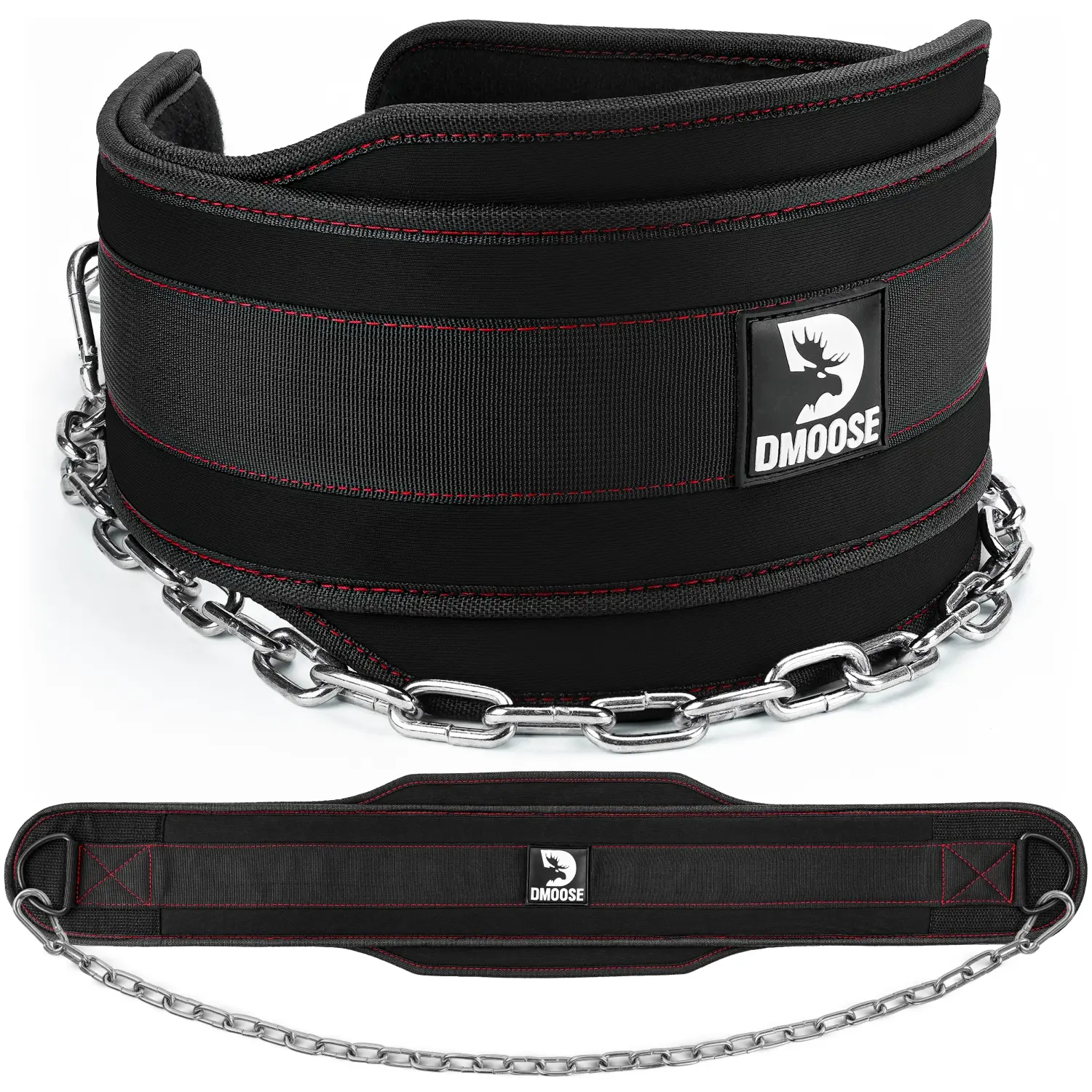 DMoose Weightlifting Dip Belt - 36" Steel Chain, 6-in Lumbar Support, Fitness Waist Band, Gym Accessories for Pull-Ups, Dips, Home Gym & Training Workout Use