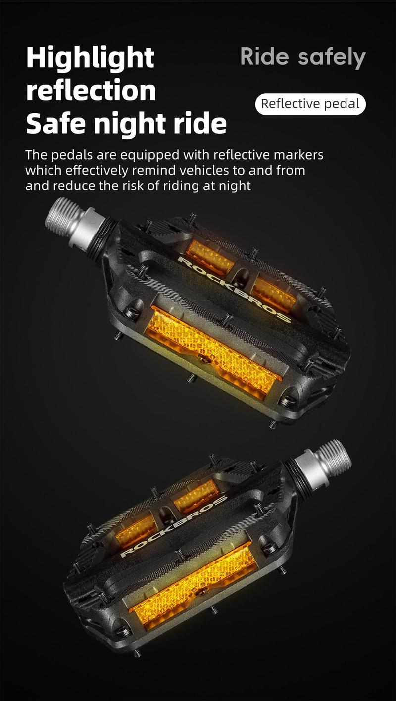 ROCKBROS Bicycle Nylon Pedal Effort-Saving MTB Road Bike Folding Bike Pedal Lightweight Single Bearing Stable Cycling Pedal Bicycle Parts