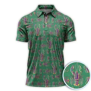 Mardi Gras Crawfish Golf Pattern 2026 Golf Polo Shirt All-Over Print