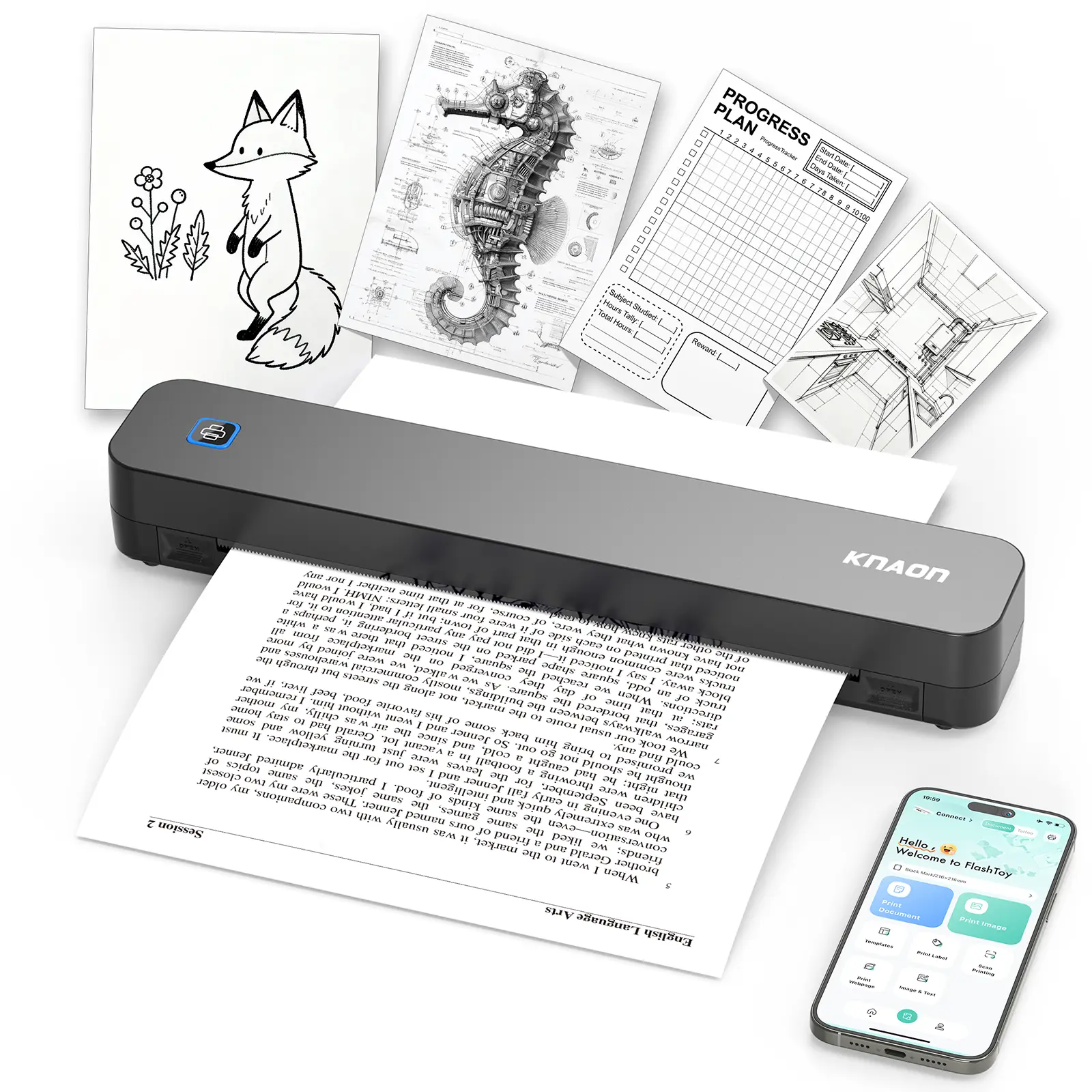 Inkless Portable Printer – Bluetooth Wireless Thermal Printer for Travel, Home & Office,iOS/Android/Laptop Compatible,Support 8.5x11 US Letter&A4 Thermal Paper,No Ink Needed, Printing Machine,Excellent Gift,back to school,back to school haul