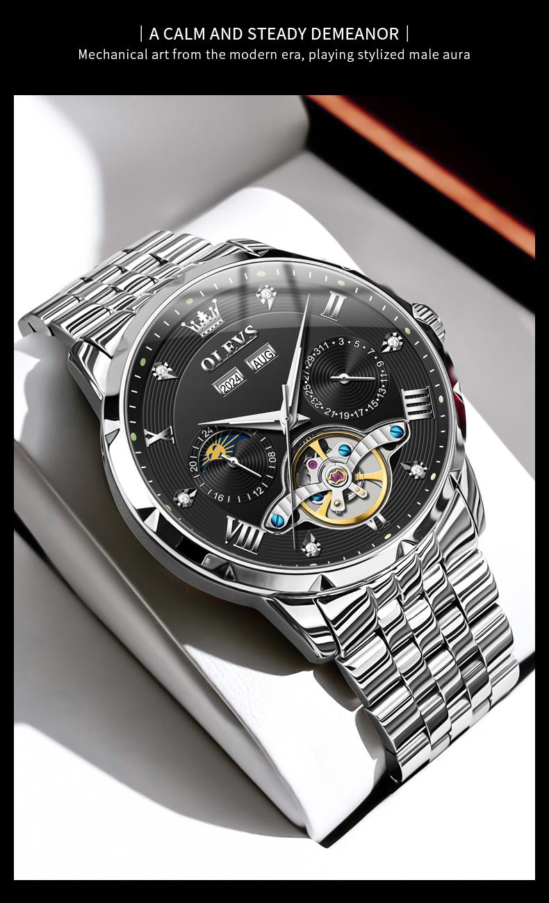 Genuine high-grade hollow design multi-function dial men's watch OLEVS brand flagship new trend luminous waterproof automatic mechanical watch 6701
