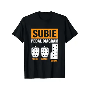 Subie Pedal Diagram" Racing-Themed T-Shirt for Men - Soft, Breathable Crew Neck Tee with Subaru Logo, Perfect for Gamers & Enthusiasts, Sizes S-XXXL, Black y2k  outfits  men time  tee  shirt  backwards  double print   Y2K Streetwear Graphic