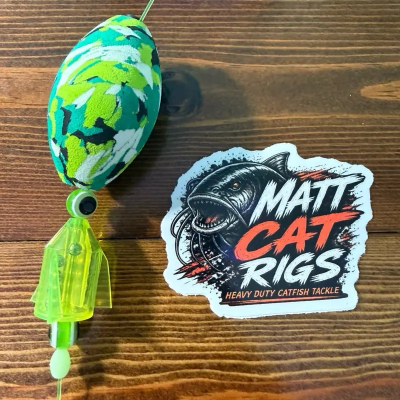 Turbo Matt Cat Rig Green Camo EVA Foam Egg Float with 8/0 Gamakatsu Circle Hook