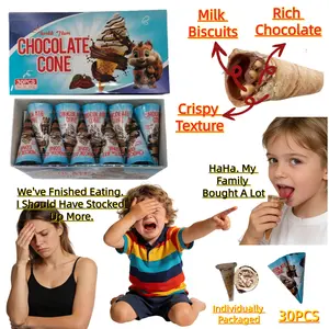 Original Chocolate Milk Waffle Ice Cream Cones, 8.4 oz box (30 mini waffles), silky texture, crispy and crunchy, rich aroma; individually wrapped biscuit snacks Cooky Cookie