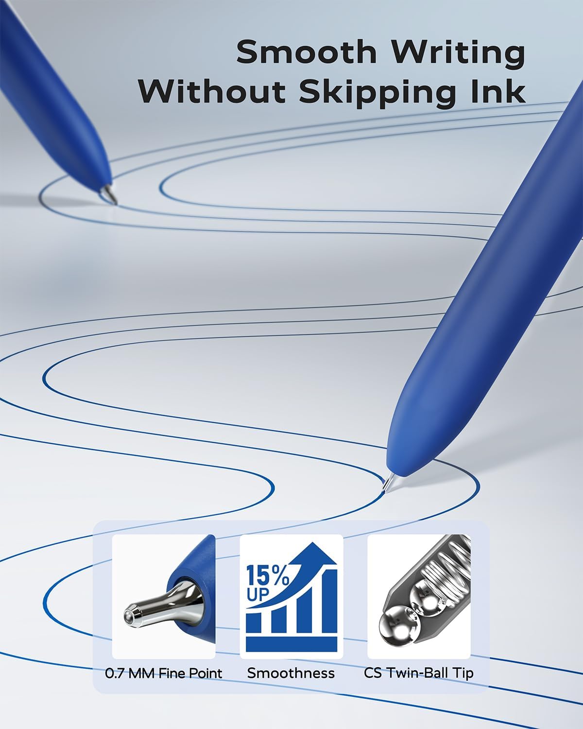 STAGEEK Gel Pens 12PCS Blue Gel Pens with 6 Extra Refills, Quick Dry Blue Ink Pens Fine Point Smooth Writing Pens for Bible Study,0.7mm/0.5mm Quick Dry Black Ink Pens, Office, Note Taking, School Supplies, Nurse Aesthetic(Blue&Black)