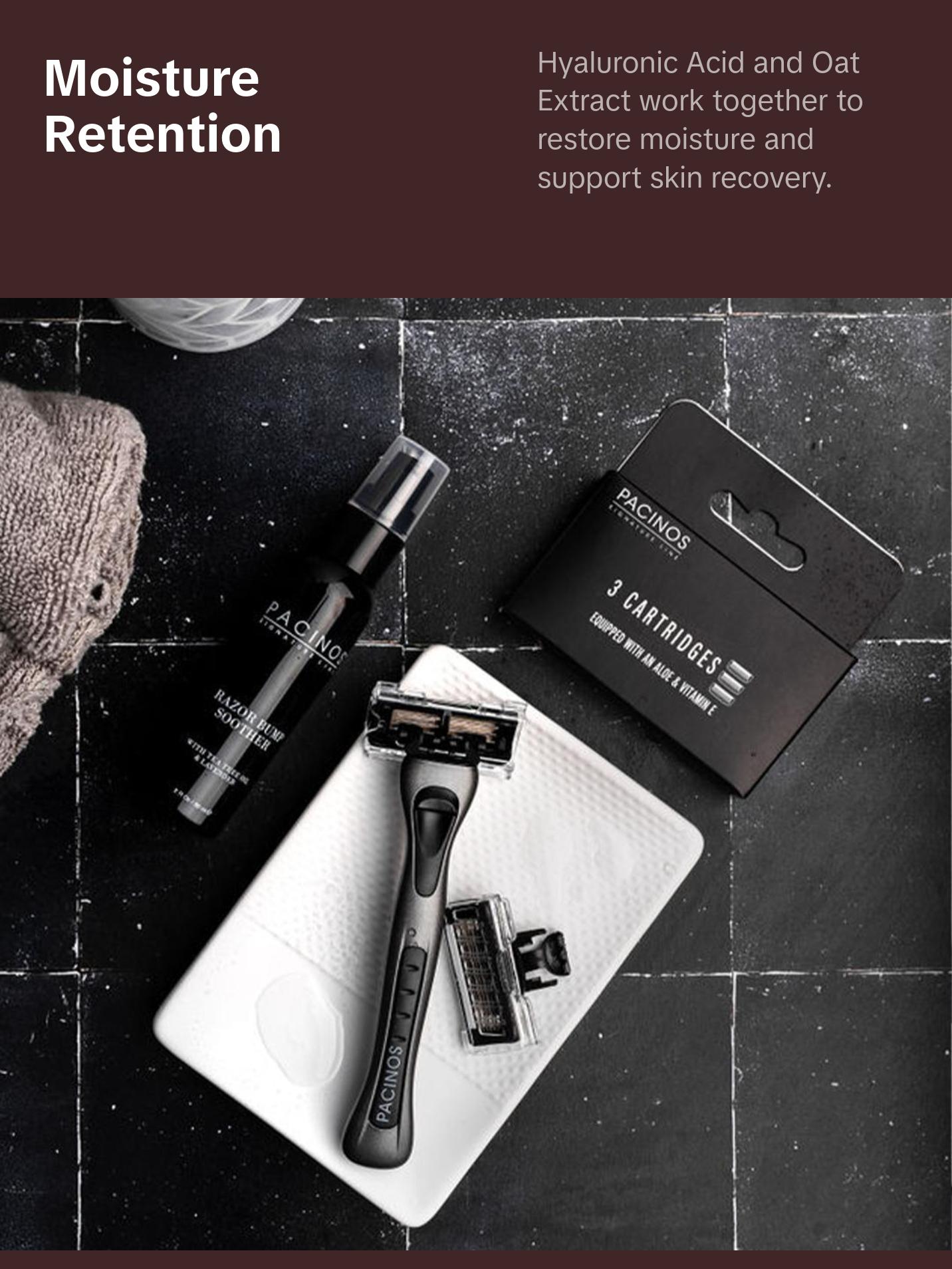 Pacinos After Shave Soother - Post-Shave Gel with Hyaluronic Acid, Oat Extract and Tea Tree Oil for Hydration, Calm and Skin Recovery - Alcohol-Free - 2 fl oz