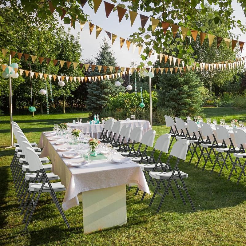Karlhome 4/6/10 Pack Heavy-Duty Foldable Chairs HDPE Plastic Seats with Steel Frame for Indoor Outdoor Dining Parties Weddings Schools 350lbs Capacity