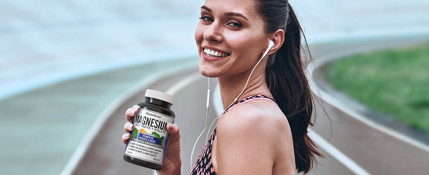 【FarmHaven】Magnesium Glycinate & Malate Complex with Vitamin D3, Supports Bone Health, Nerves, and Muscles, 60-Day Supply Dietary Supplement. Nutrition Healthcare