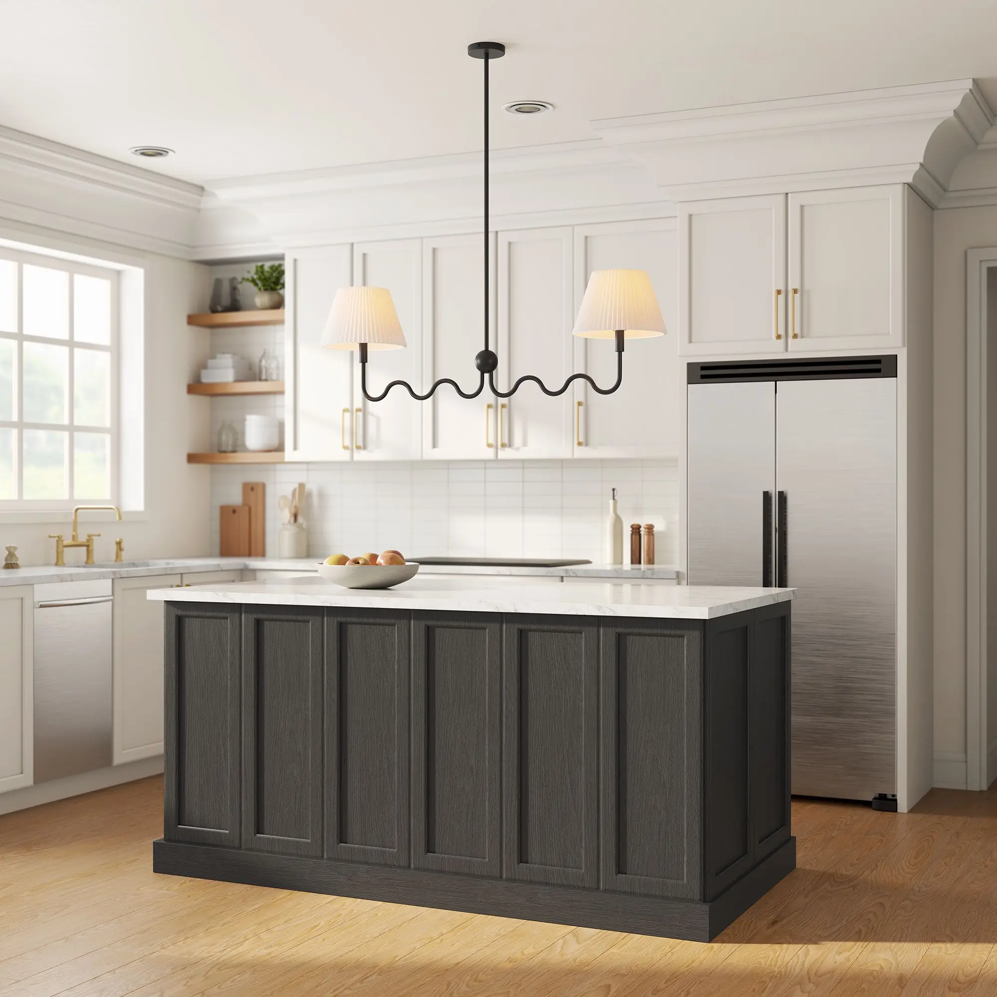 Wave Squiggle 2-Arm Pendant Light in Black