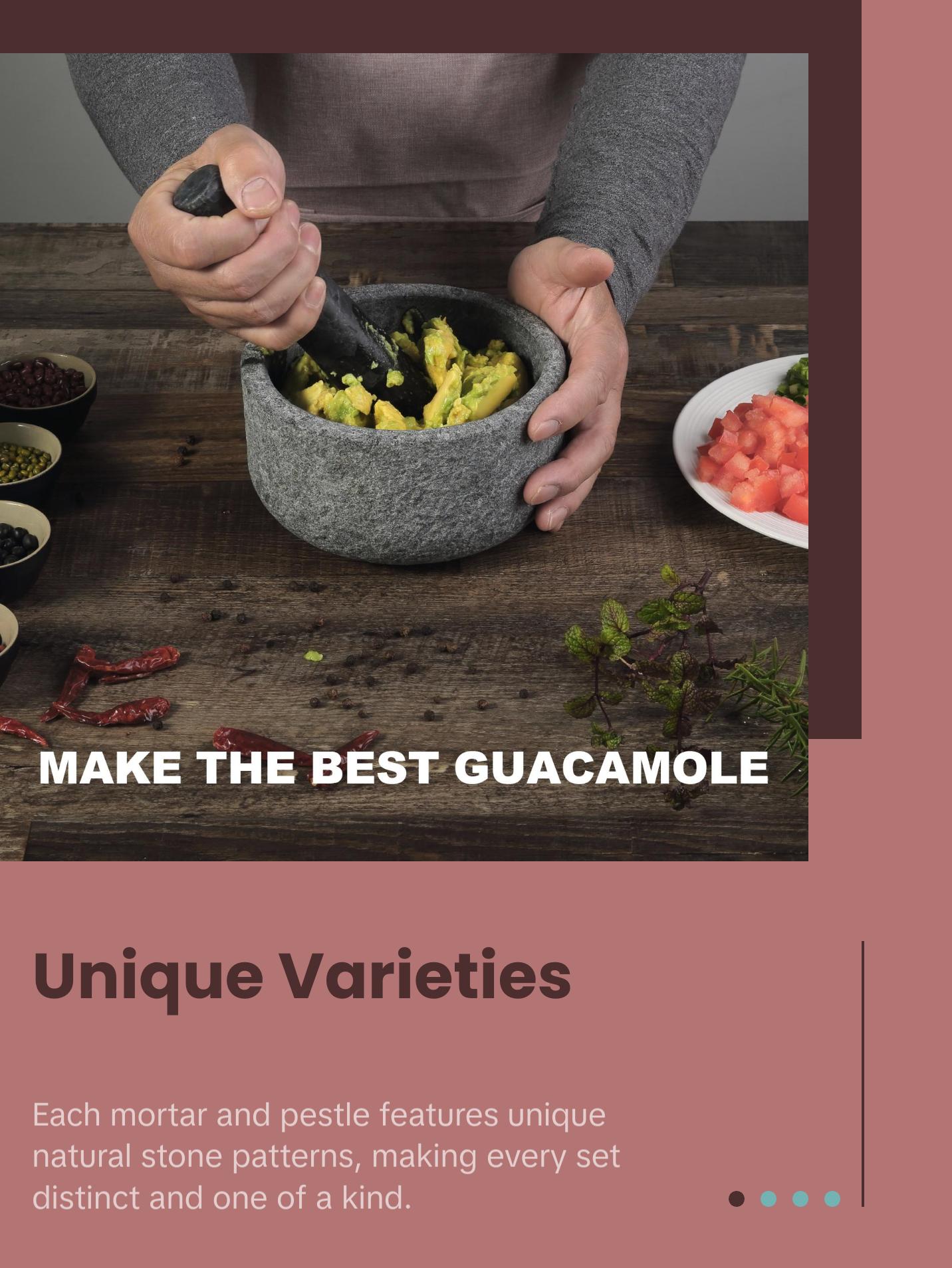 Natural Granite Mortar and Pestle Set, Grinder Bowl for Guacamole, Salsa, Pill Crusher, Spice, Herb, Garlic, Nut, Heavy Duty Grinder for Kitchen (Sandblasted Finish)