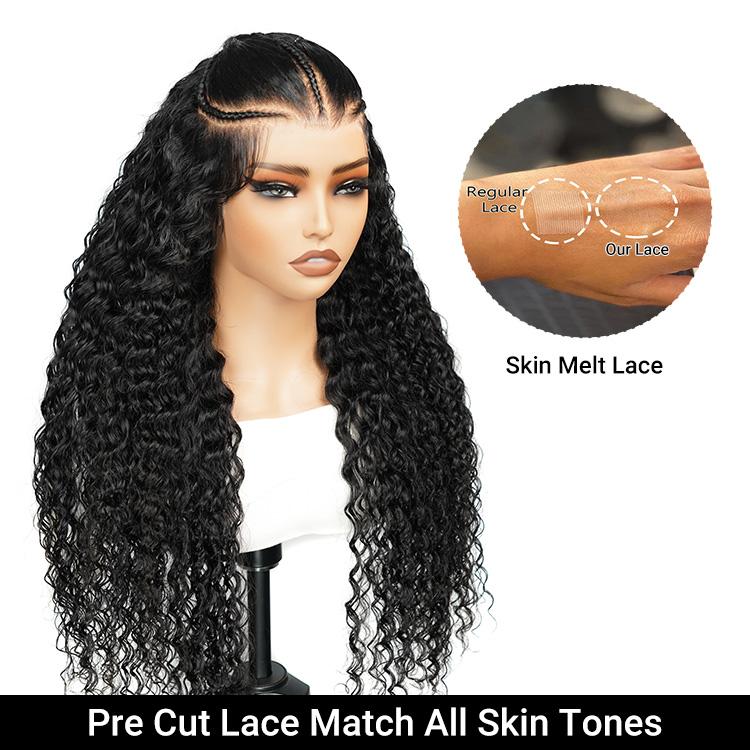 [Clearance Sale] Wiggins Hair 250% Stylist Wig Pre Braided Lace Front Wigs Pre Cut Lace Wig Human Hair Water Wave 13x4 Lace Closure Wigs