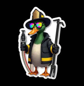 Firefighter Duck Tales (two decals 3")  Sticker